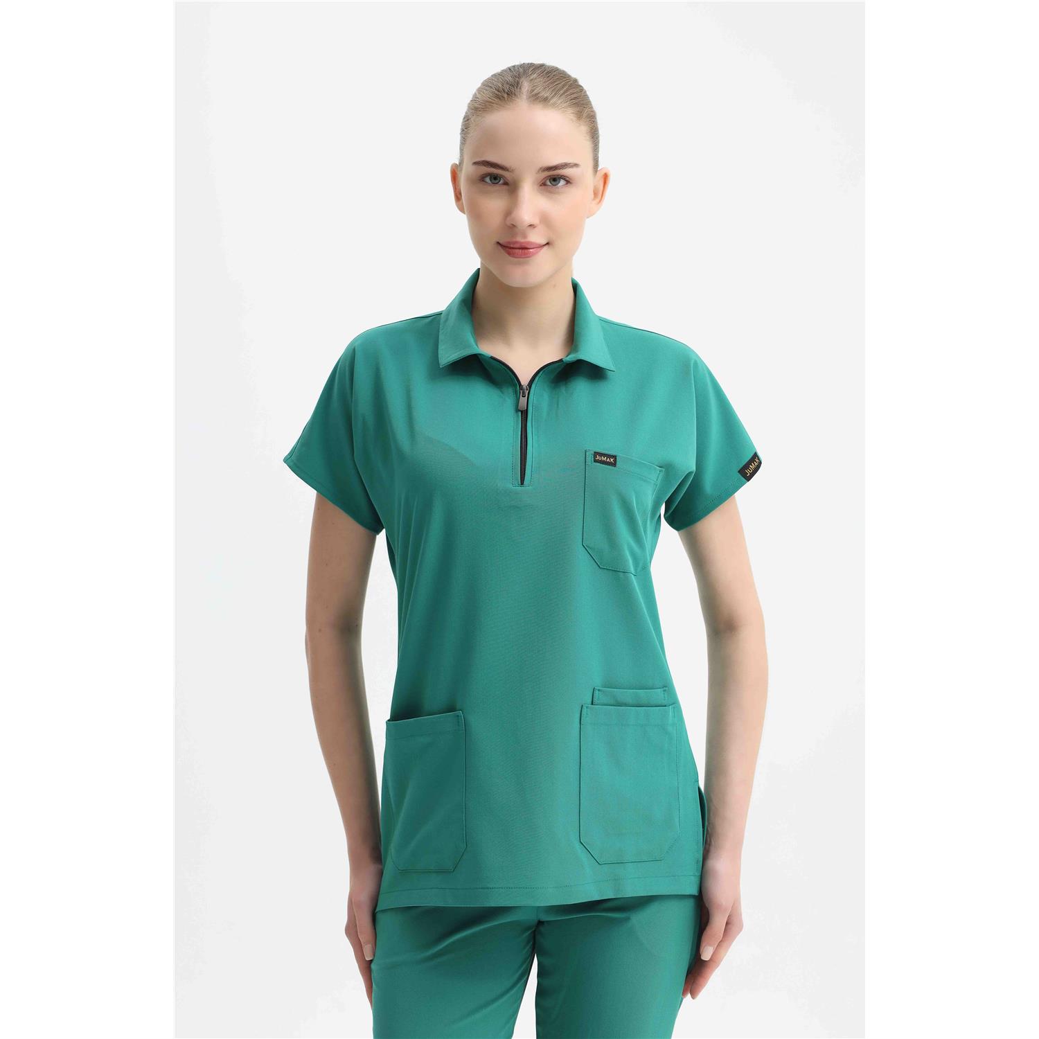Likralı Ameliyathane Yeşili Polo Yaka Takım