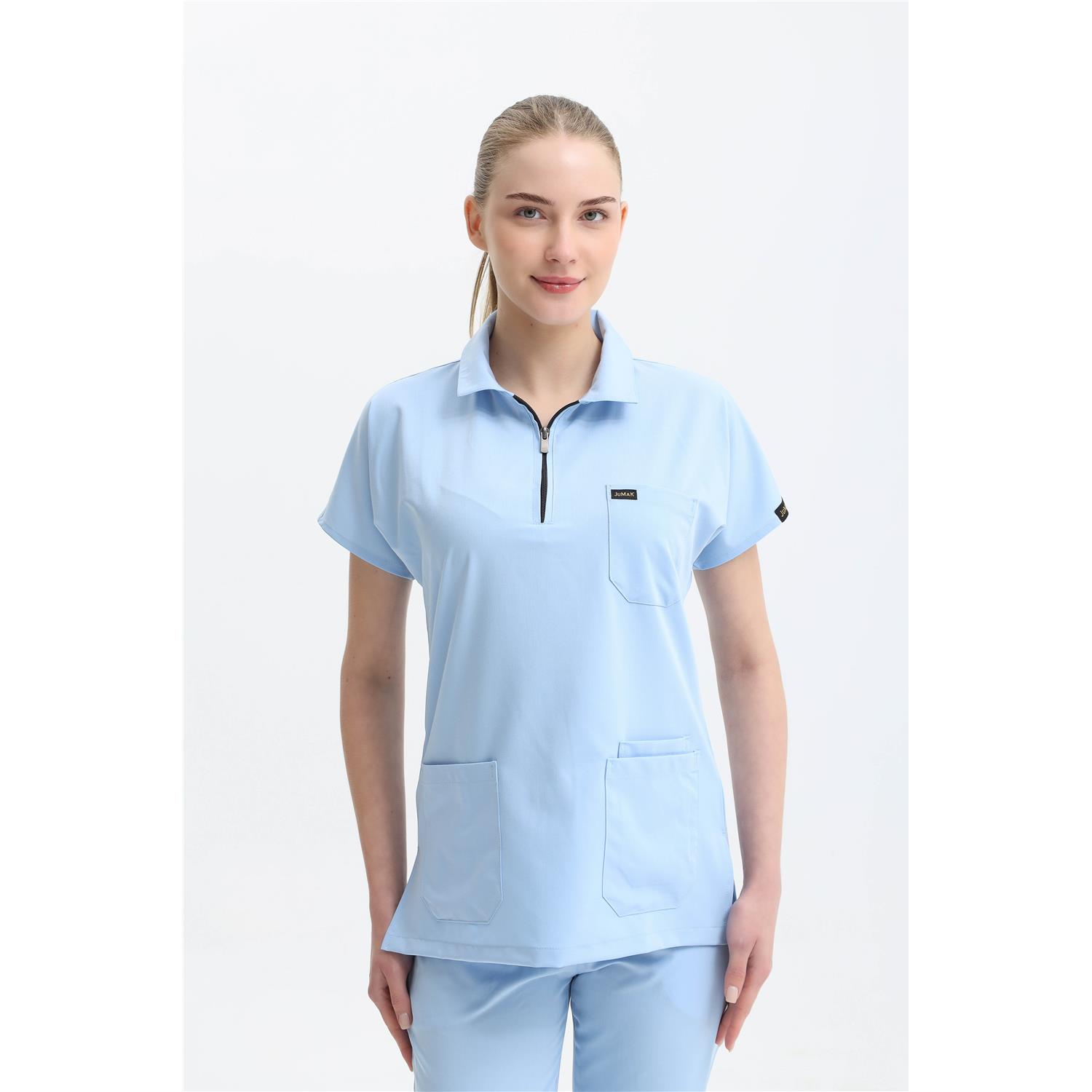 Likralı Açık Bebe Mavisi Polo Yaka Takım