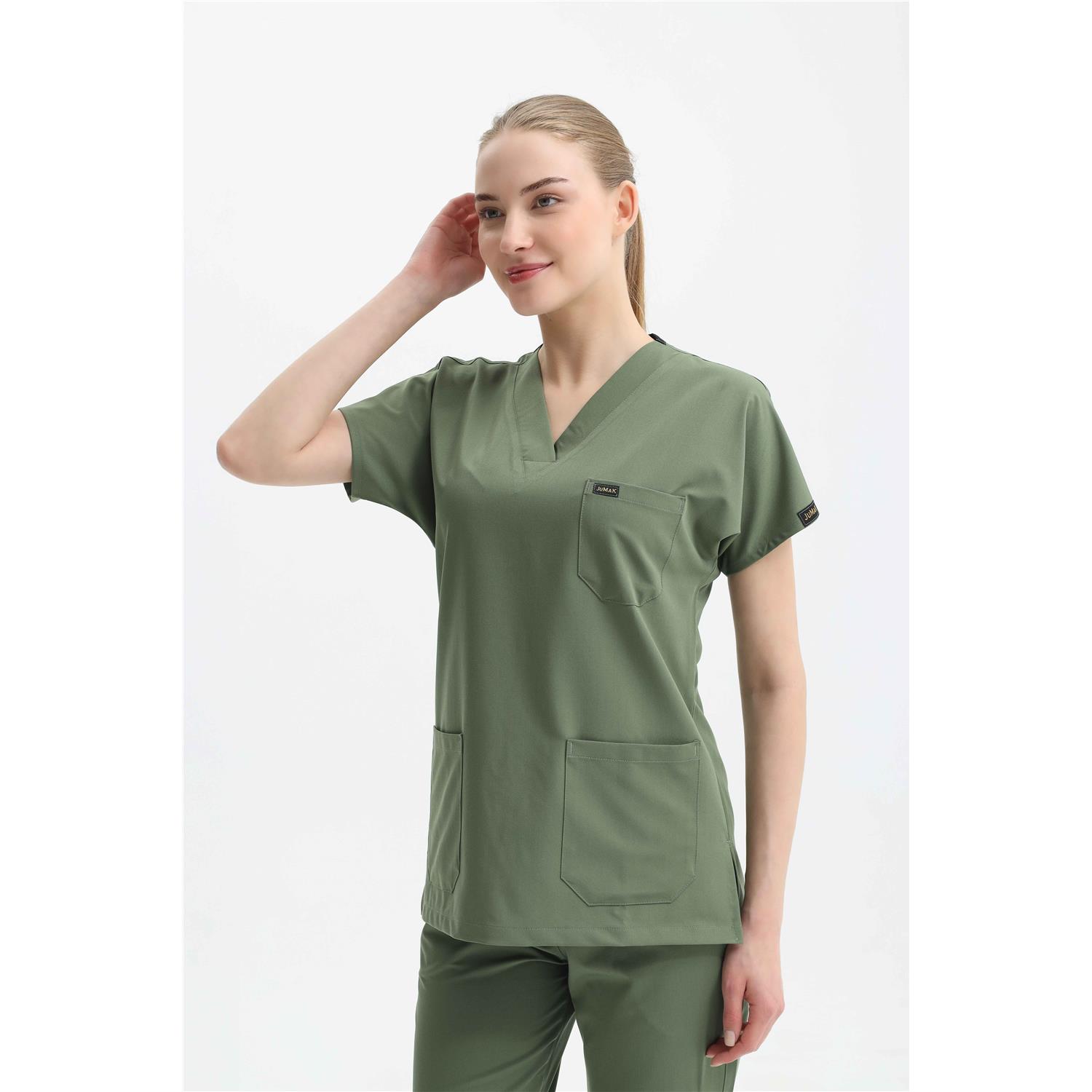 Likralı Cerrahi Açık Küf Yeşili Üst