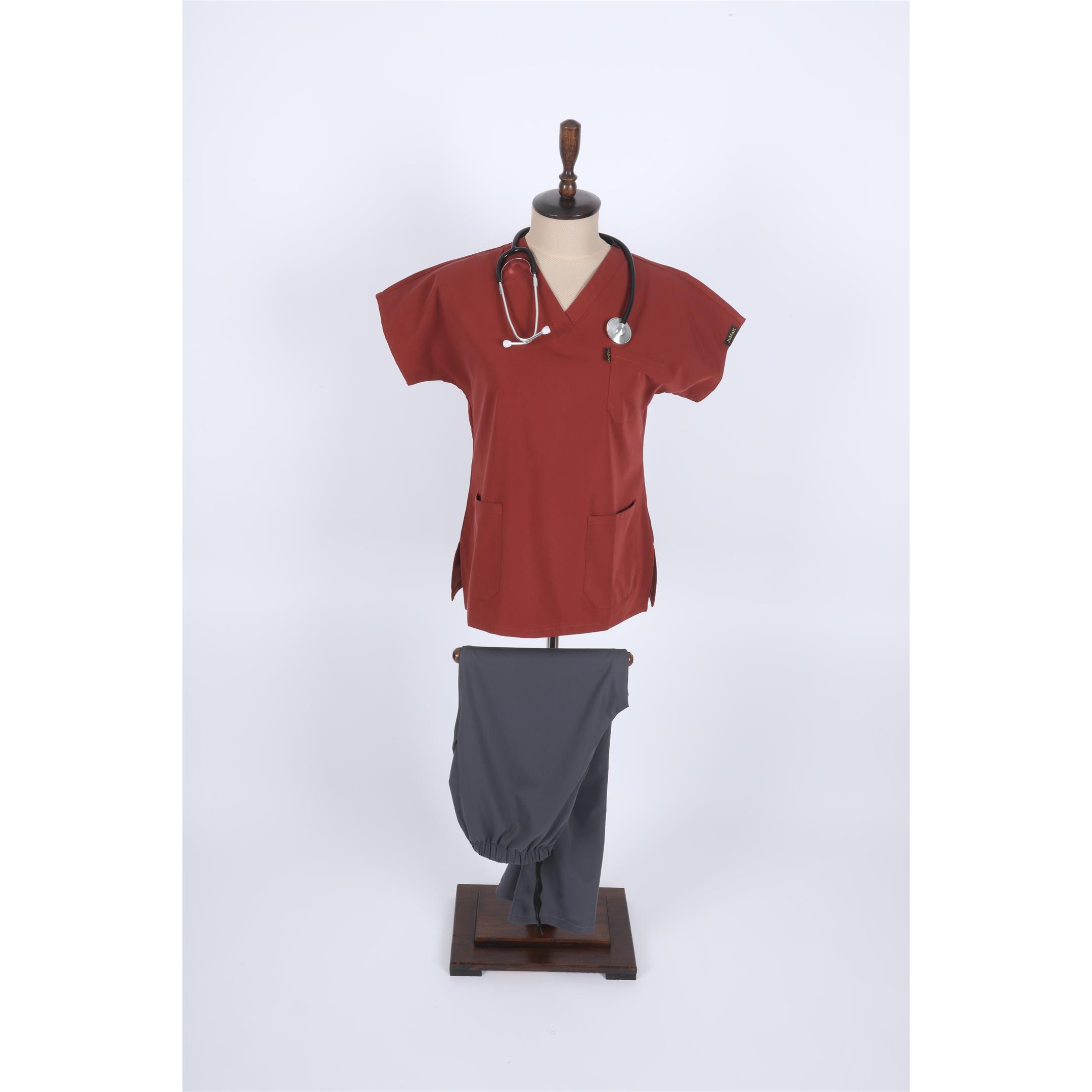 Likralı Cerrahi Alt Füme Üst Koyu Kiremit Kombin