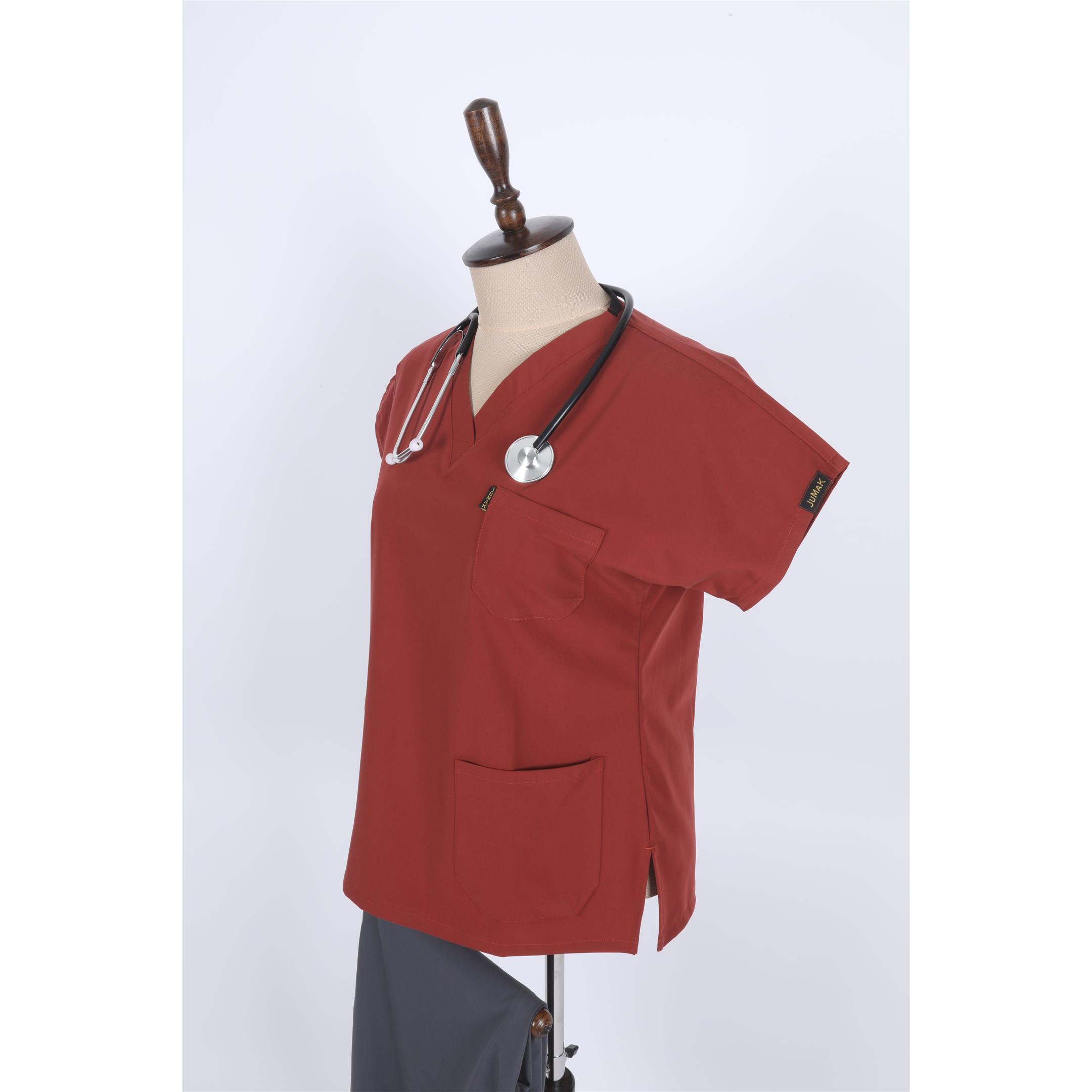 Likralı Cerrahi Alt Füme Üst Koyu Kiremit Kombin