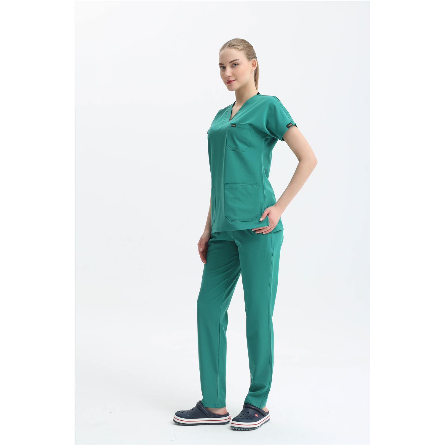 Likralı Cerrahi Ameliyathane Yeşili Üst