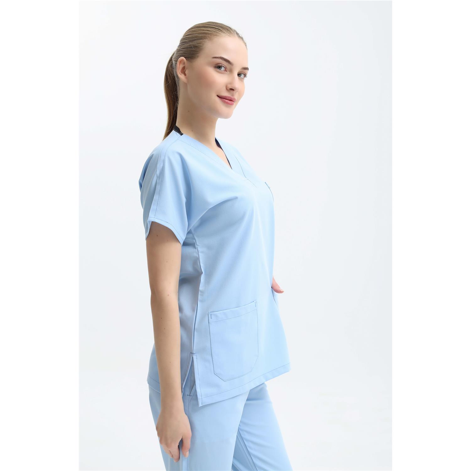 Likralı Cerrahi Açık Bebe Mavi Üst