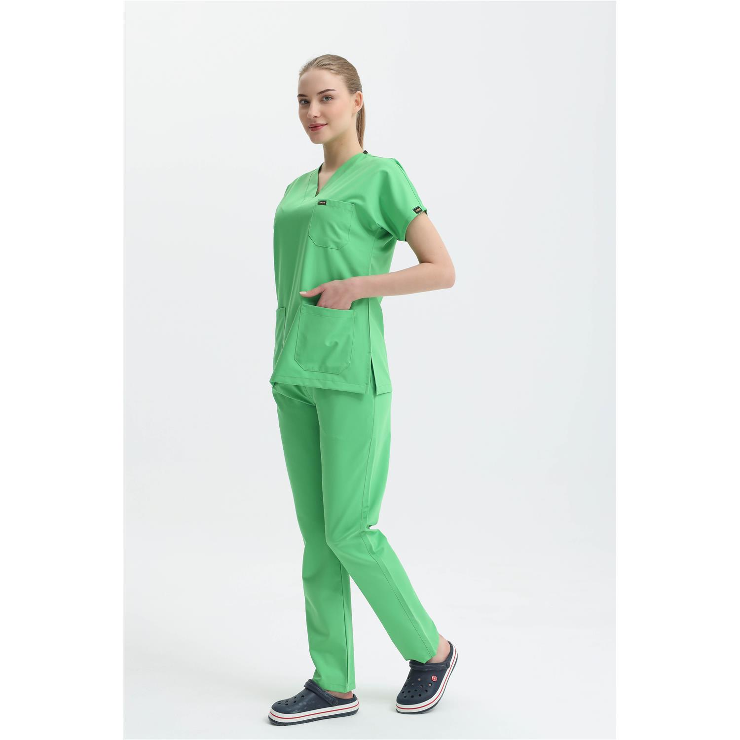 Likralı Cerrahi Neon Yeşili Üst