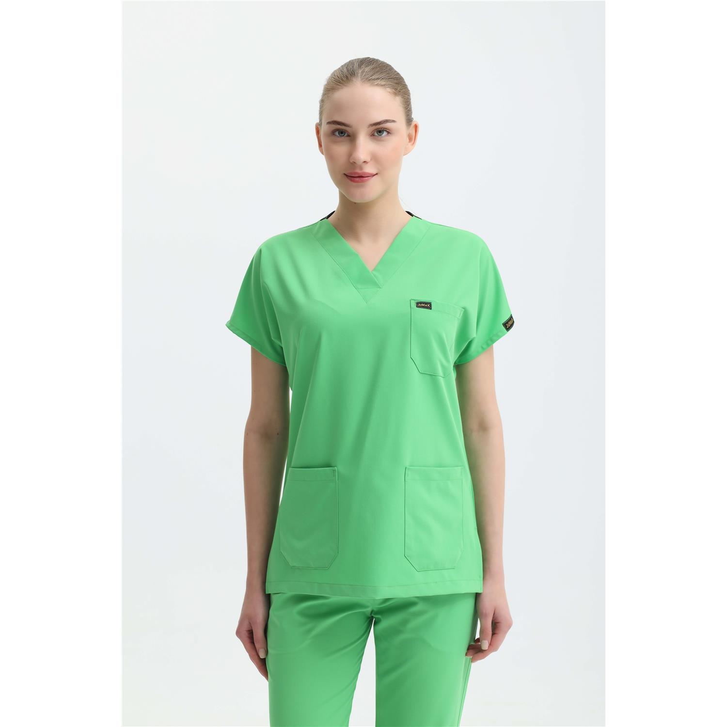 Likralı Cerrahi Neon Yeşili Üst