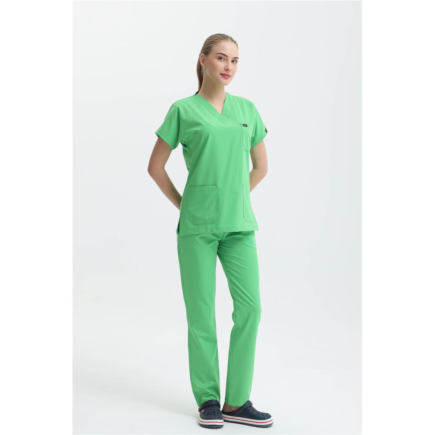 Likralı Cerrahi Neon Yeşili Üst