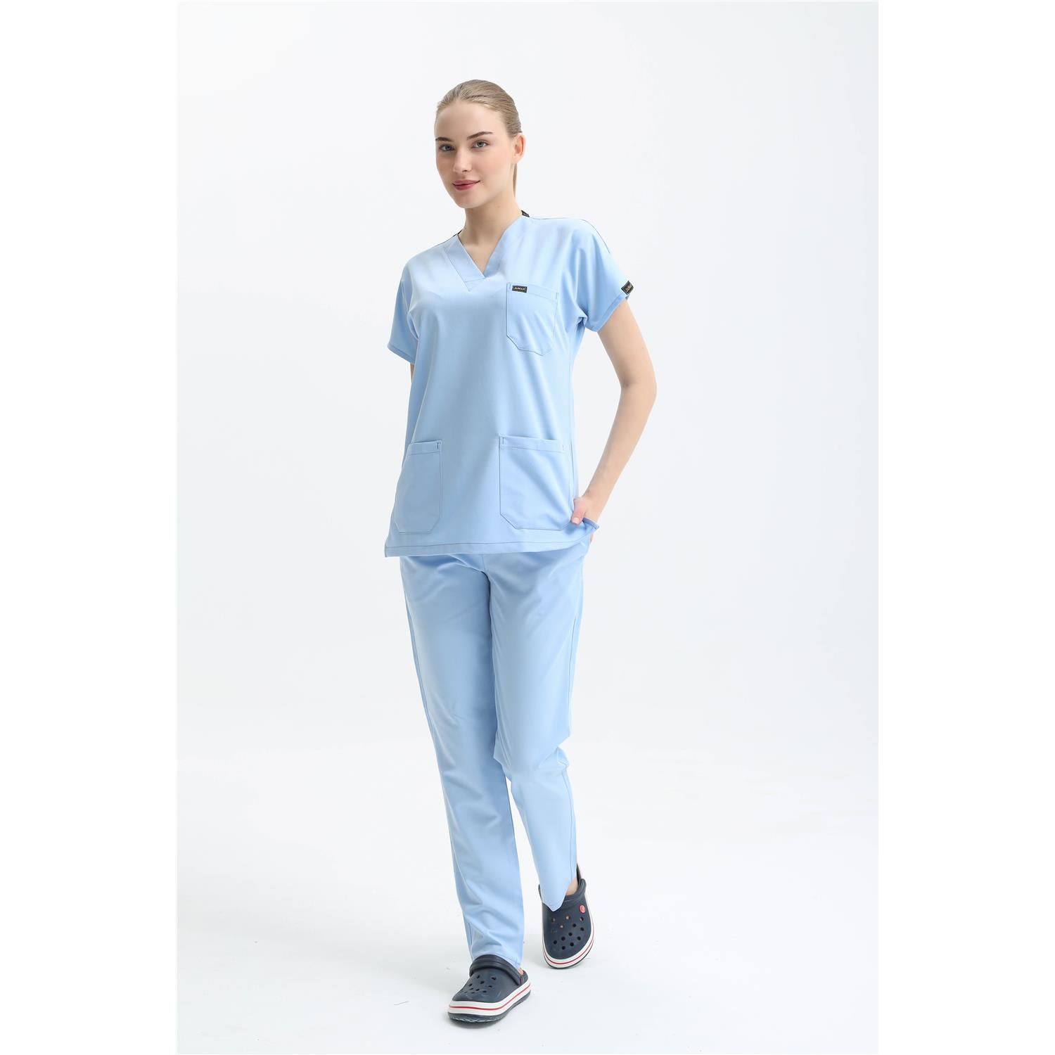 Likralı Cerrahi Açık Bebe Mavi Üst