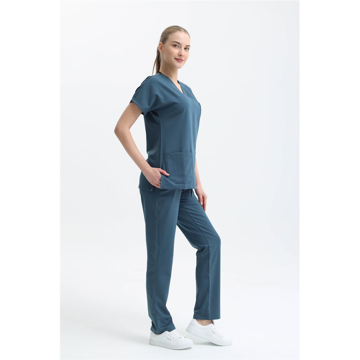 Likralı Cerrahi Koyu Antrasit Mavi Takım