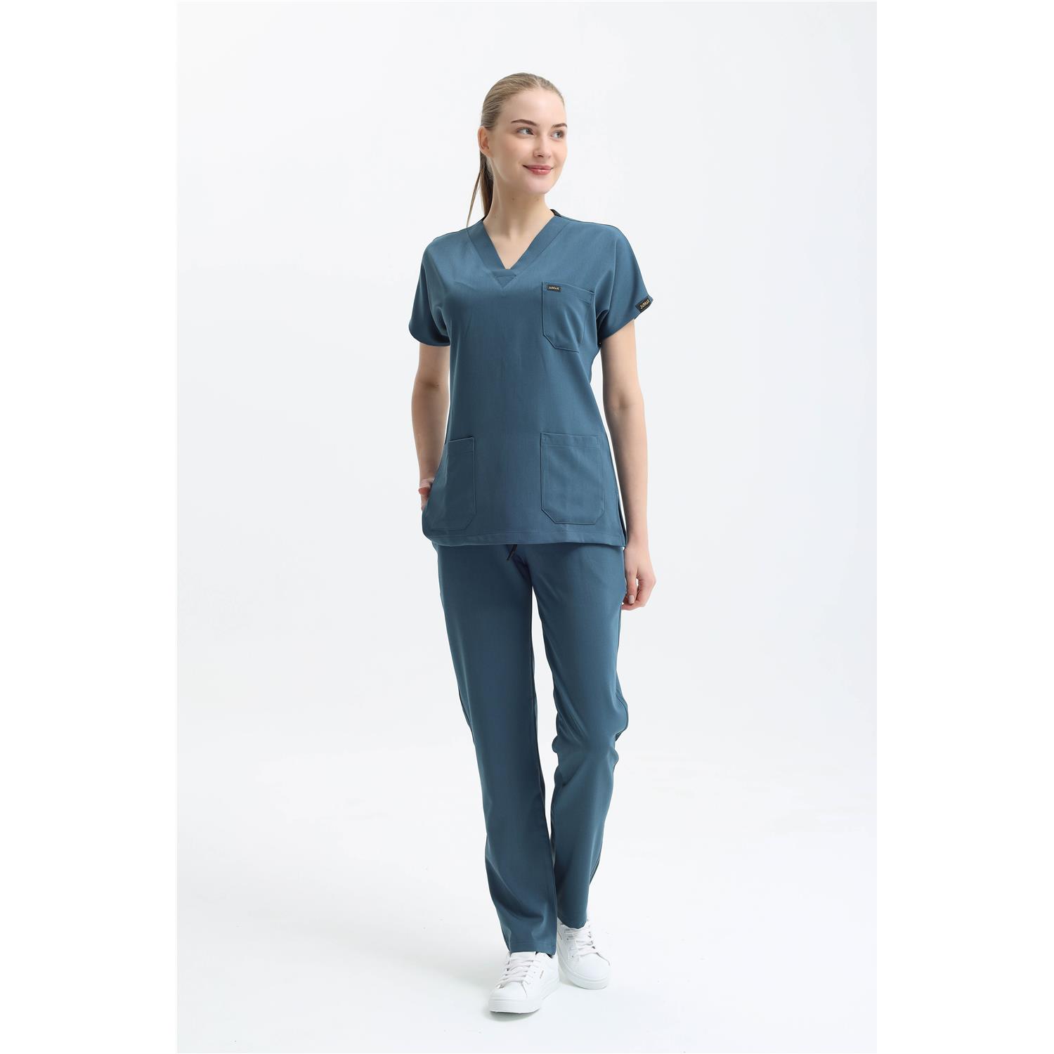 Likralı Cerrahi Koyu Antrasit Mavi Üst