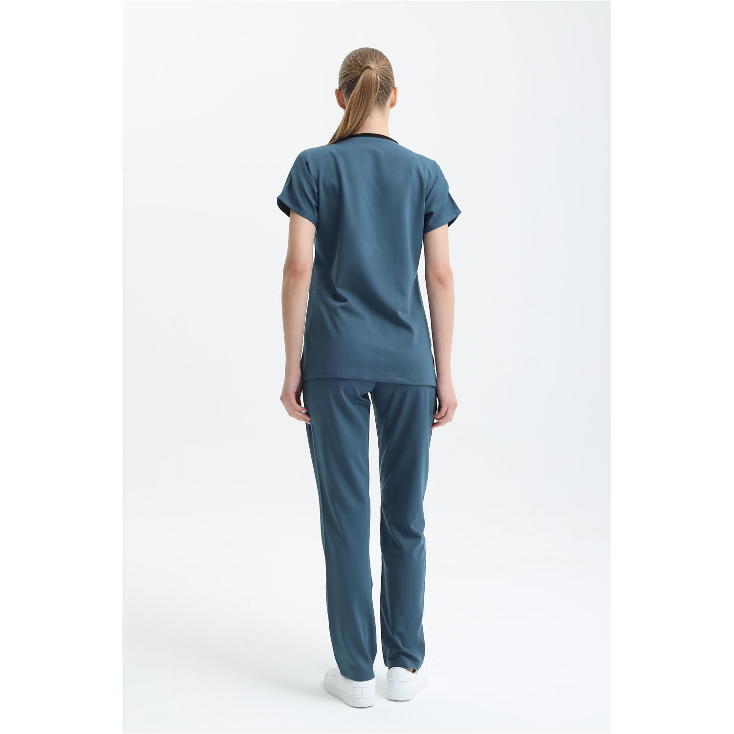 Likralı Cerrahi Koyu Antrasit Mavi Üst