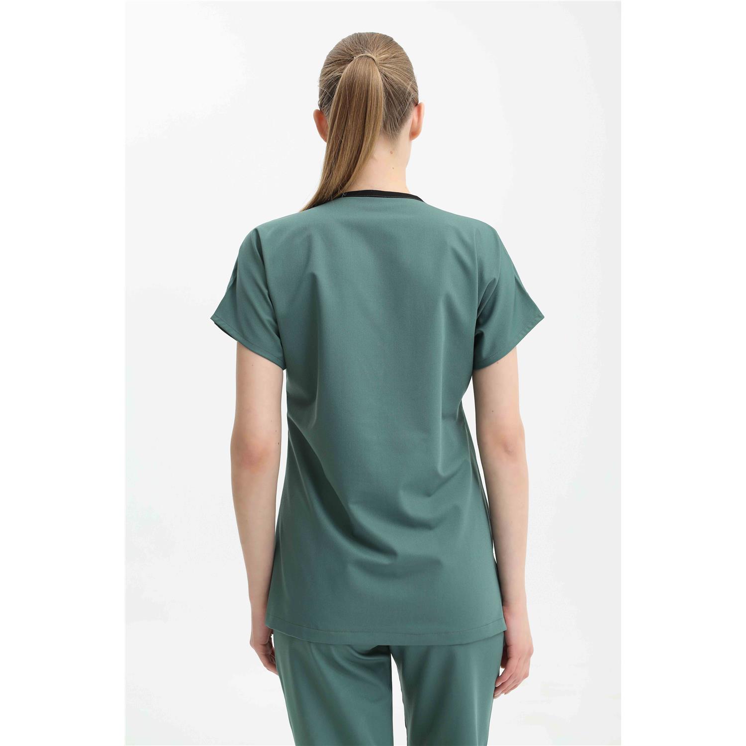 Likralı Cerrahi Koyu Küf Yeşili Üst