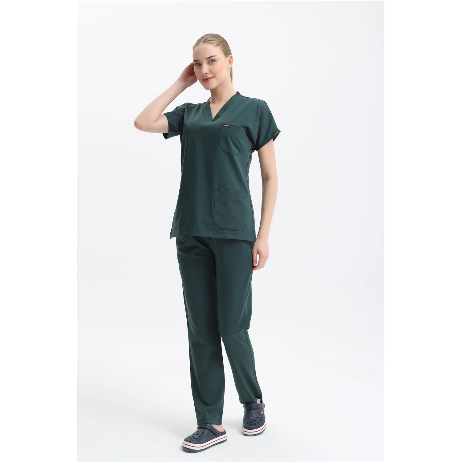 Likralı Cerrahi Koyu Zümrüt Yeşili  Üst