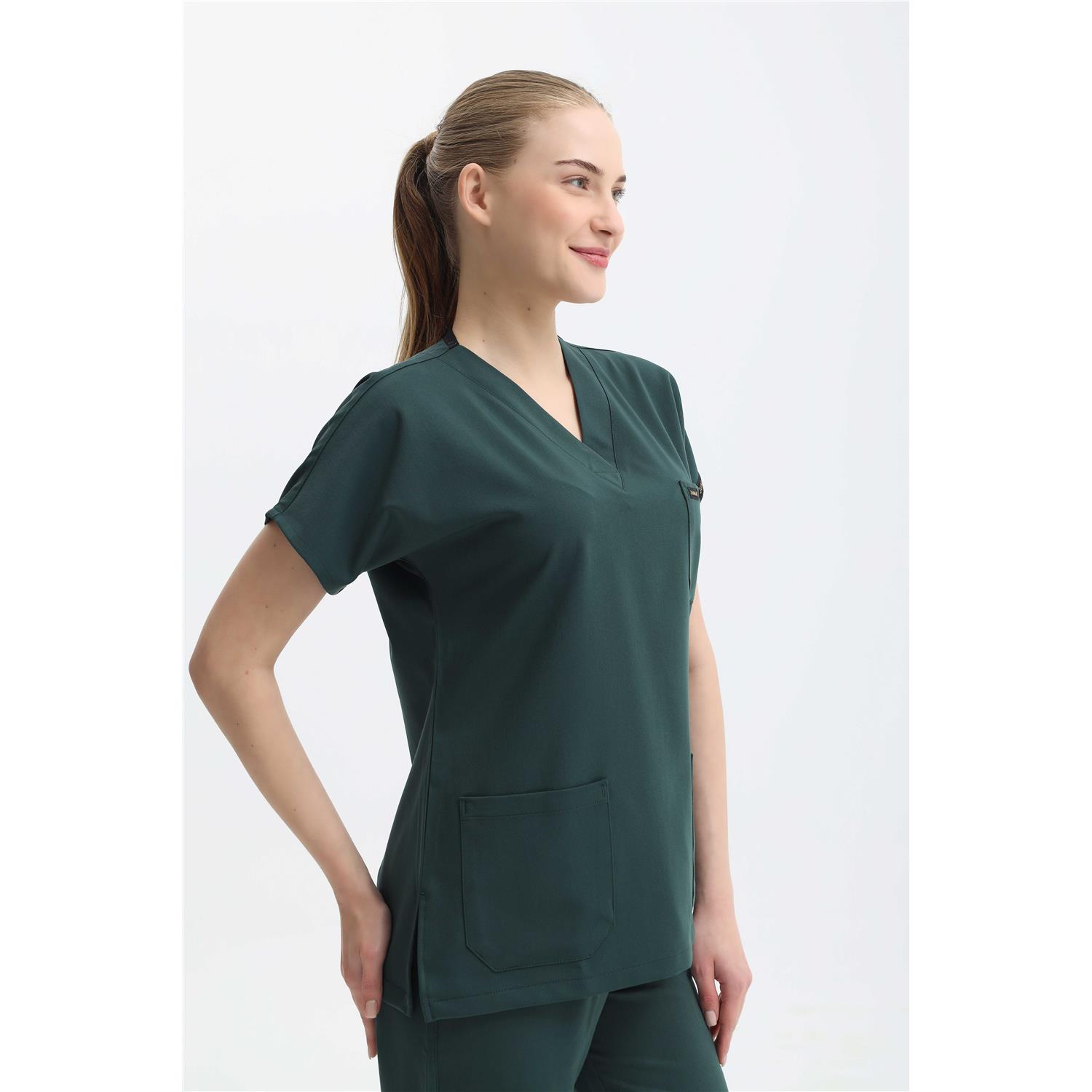 Likralı Cerrahi Koyu Zümrüt Yeşili  Üst