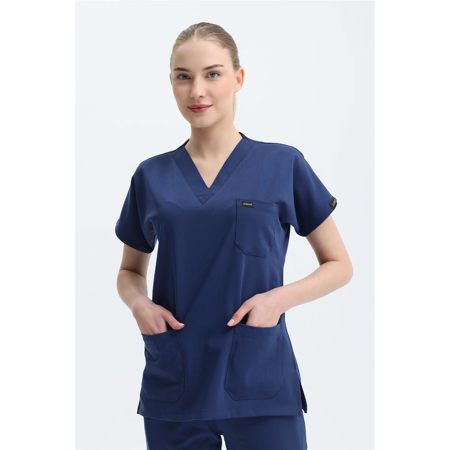 Likralı Cerrahi Koyu İndigo Üst