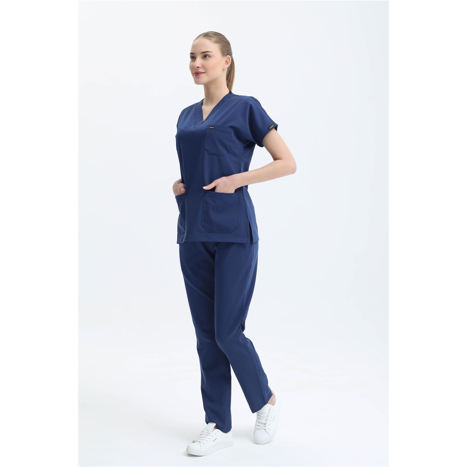 Likralı Cerrahi Koyu İndigo Üst