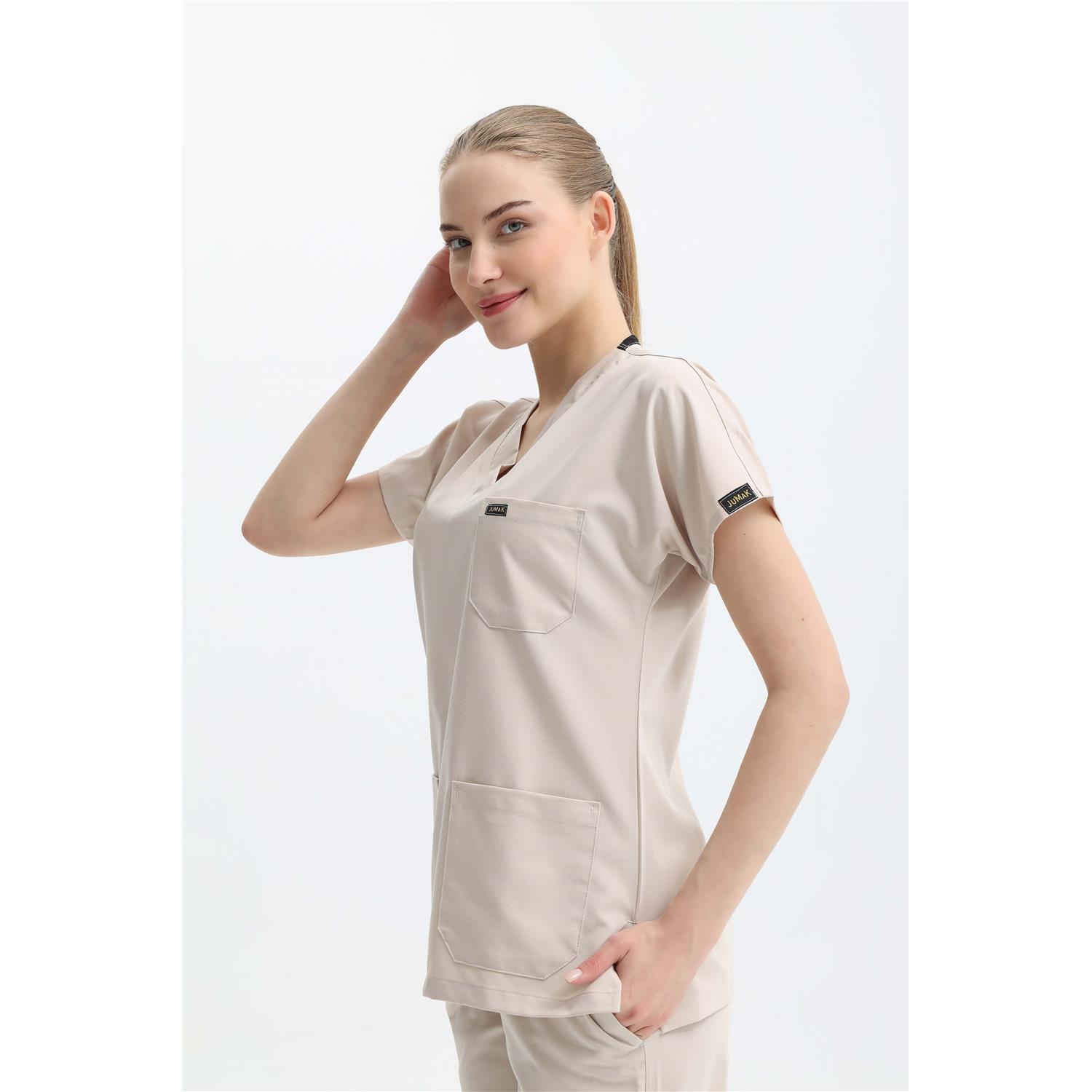 Likralı Cerrahi Krem Üst