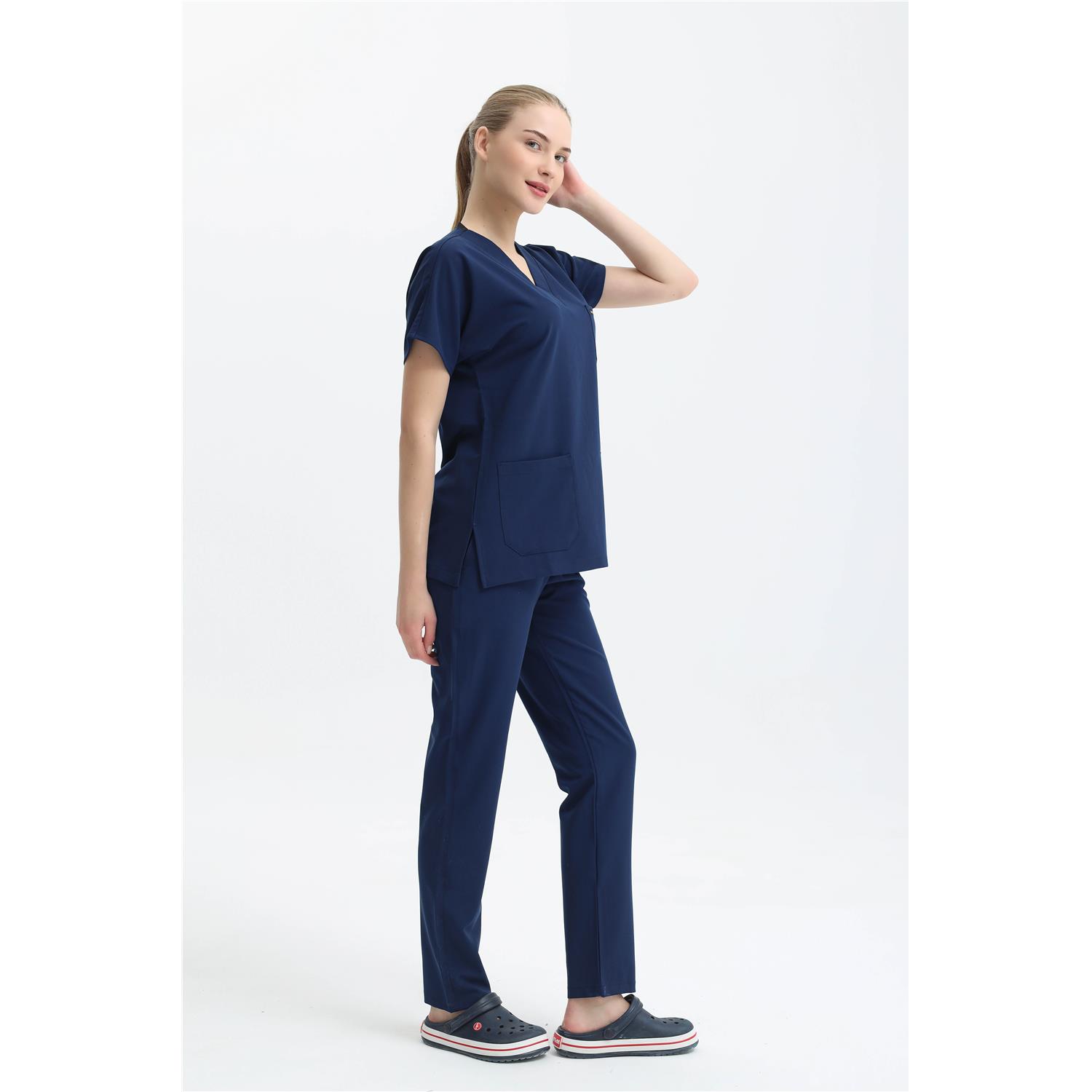 Likralı Cerrahi Parlement Mavi Üst