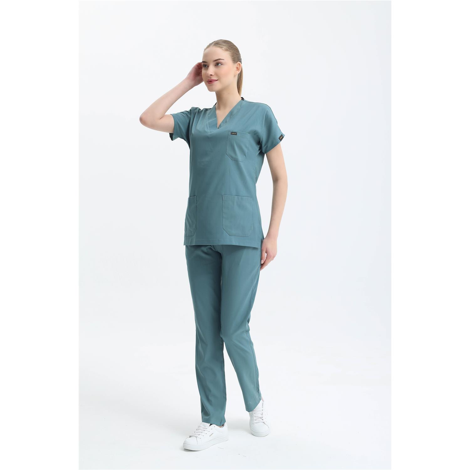 Likralı Cerrahi Su Yeşili Takım ( İnce Viscon Kumaş )