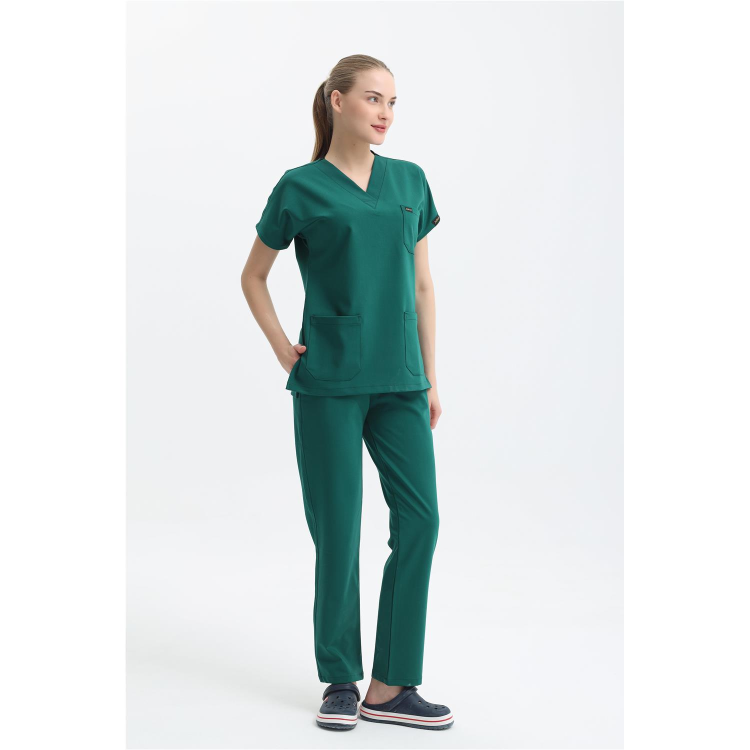 Likralı Cerrahi Yeşil Üst