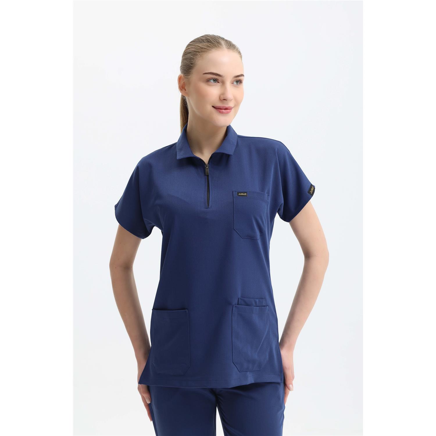 Likralı Koyu İndigo Polo Yaka Takım