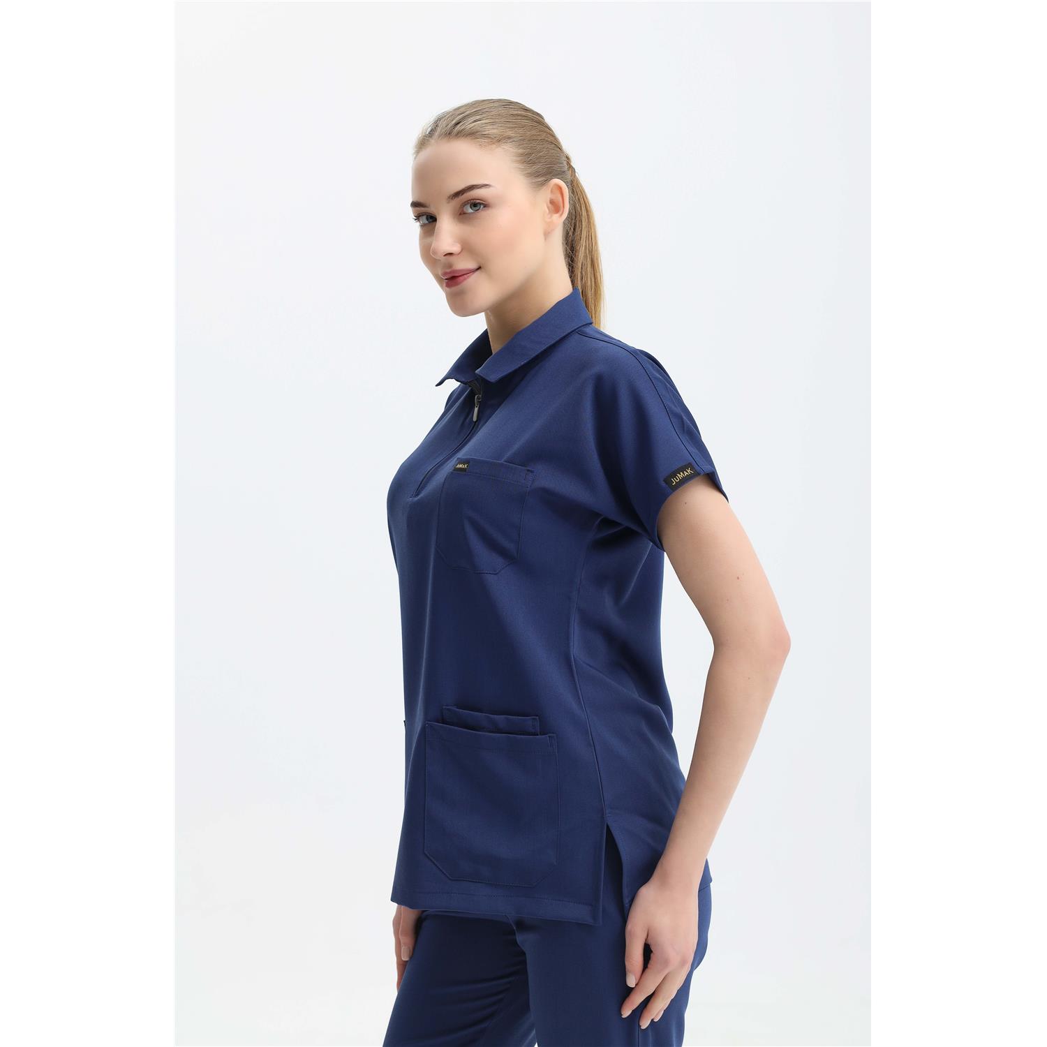 Likralı Koyu İndigo Polo Yaka Takım