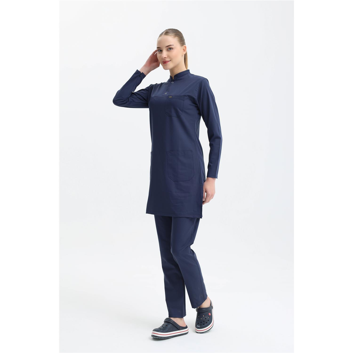 Likralı Lacivert Tesettür Takım