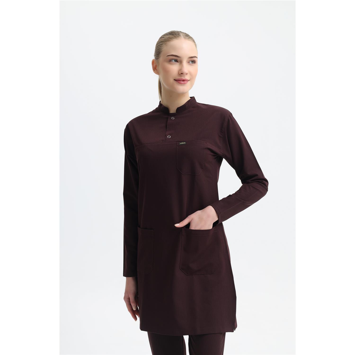 Likralı Mürdüm Tesettür Takım