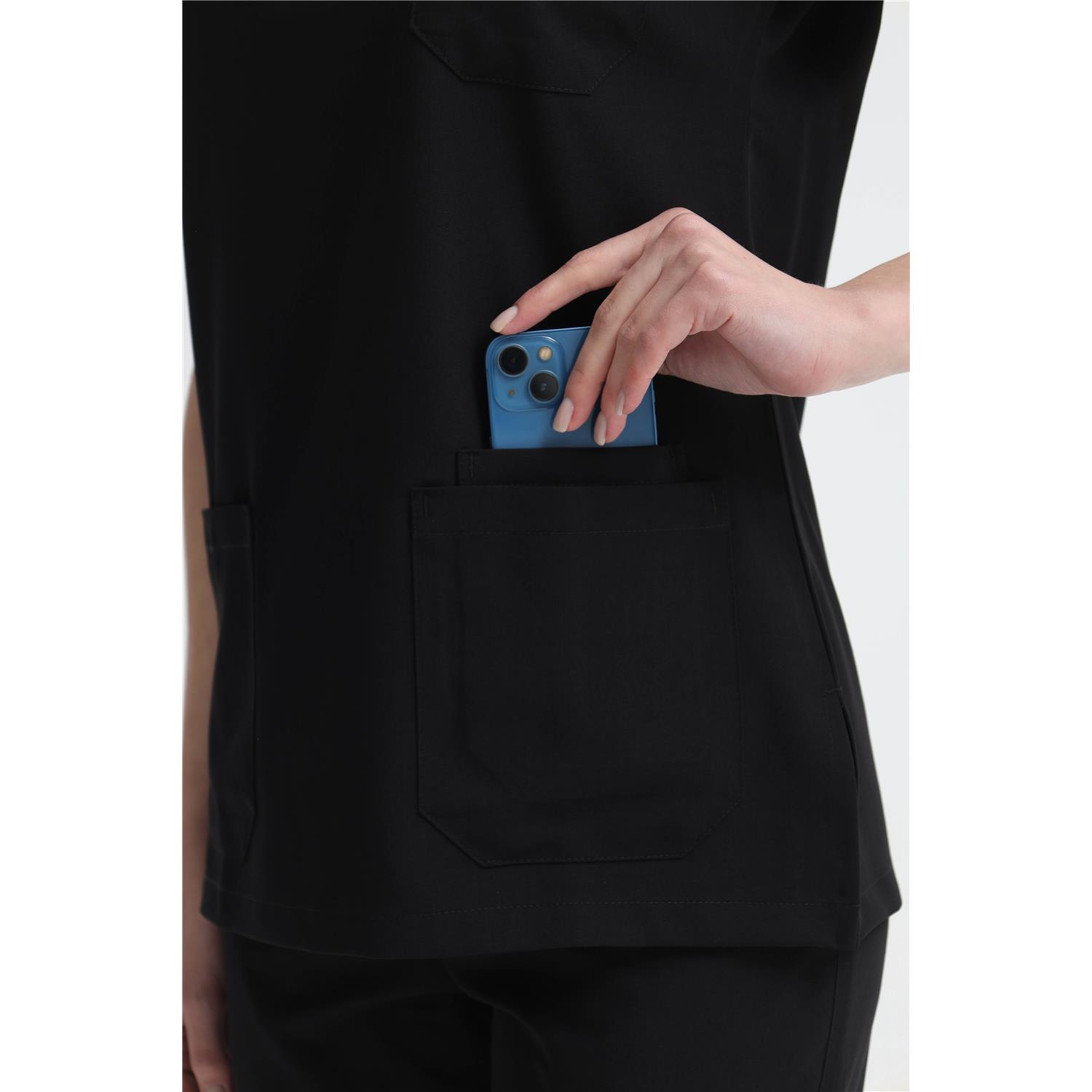 Likralı Siyah Gizli Pat Hakim Yaka Üst