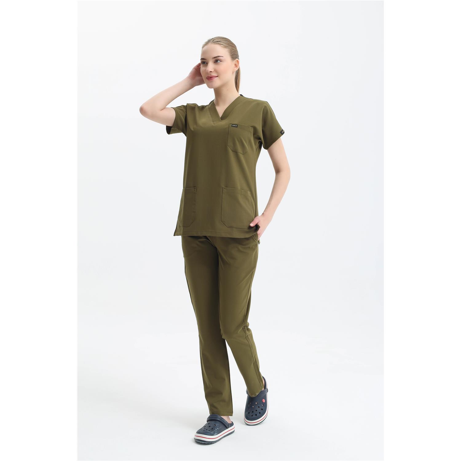 Likralı Cerrahi Yağ Yeşili Üst